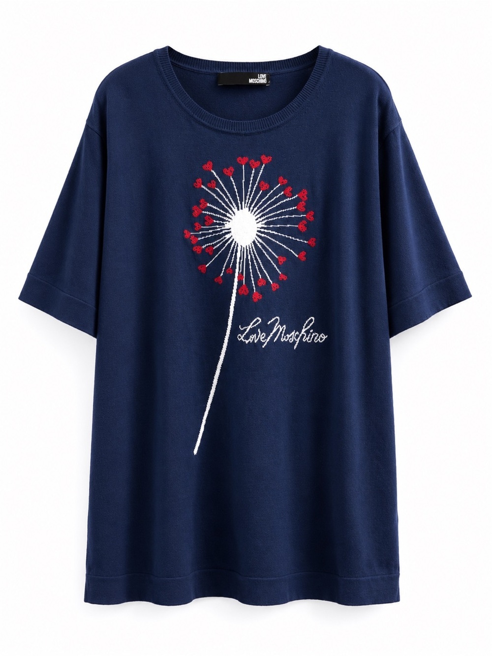 Moschino Navy Mini Dress with Red & White Dandelion Heart
